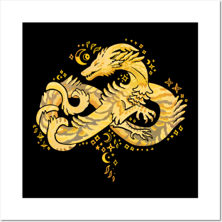 Autism Acceptance Dragon (Gold) Posters and Art